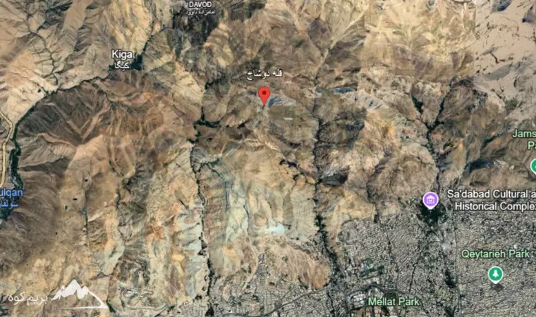 نقشه قله های تهران