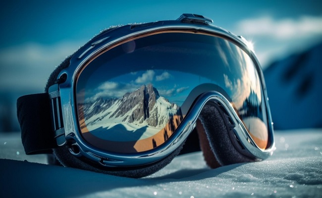 عینک اسکی روی برف ها